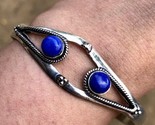 Handmade Cuff Bangle Jewelry German Silver, Natural Lapis Lazuli Gemstone 6 - £14.21 GBP