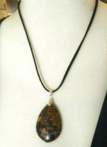 Necklace with Tigers Eye Pendant Natural Stone Perfect for Women or Men B - £14.02 GBP
