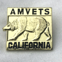 AMVETS California Bear Gold Tone Pin Brooch Veterans USA - £12.34 GBP