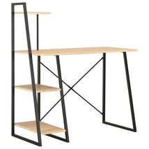 Desk with Shelving Unit Black and Oak 102x50x117 cm - £65.77 GBP