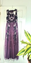 Oasis Evening Gown Auberine   Embellished Sequin Beaded Mesh Maxi Dress 10 New - £60.55 GBP