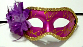Dark Purple Rose Flower Masquerade Party Value Mardi Gras Halloween Mask - £7.03 GBP