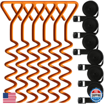 Tradesparker Trampoline Stakes &amp; Anchors Kit with 6 Strong Belts, Heavy ... - $52.96