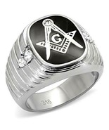 RING MASONIC High polished Stainless Steel Ring with Top Grade crystal T... - $737.84 MXN