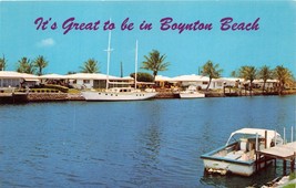 Boynton Beach Florida~It&#39;s Great To Be~Waterway Homes~Sailboat Photo Postcard - £9.79 GBP
