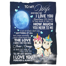 Cute Unicorn Couple Love Fleece Blanket Christmas Romantic Quote Gift For Wife - £46.73 GBP+