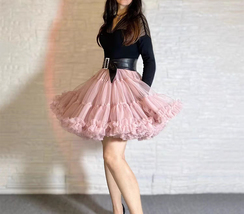 A-line BLUSH PINK Ruffle Tulle Tutu Skirt Women Plus Size Holiday Tulle Skirts image 6