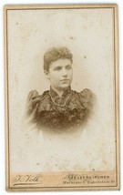 CIRCA 1870&#39;S CDV Beautiful Woman Wearing Ornate Dress Volk Gelsenkirchen Germany - £7.46 GBP