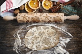 Engraved rolling pin. CHRISTMAS. Original shape. CHRISTMAS GIFT pattern. - £21.71 GBP