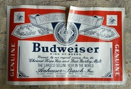 Vintage 1987 Budweiser Beer Red Label Poster 17&quot; X 11&quot;, Bud Logo Print Sign - £10.77 GBP