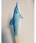 Blue Dolphin Wooden Pen Hand Carved Wood Ballpoint Hand Made Handcrafted... - £6.21 GBP