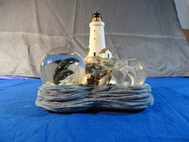 Westland Light House Statue With 2 Snow Globes And Music Box Plays Ebb Tide - £20.88 GBP