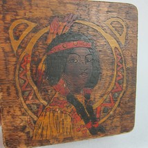 Antique Pyrography Wood Box Art Nouveau Native American Indian Woman Flemish Art - £279.76 GBP