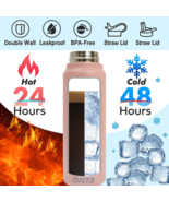 28oz Insulated Water Bottle Stainless Steel Straw Lid Leakproof Sports F... - $26.99