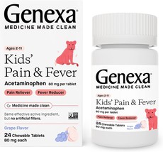Genexa Kids Pain and Fever Reducer | Childrens Acetaminophen, Dye Free, Chewabl - £16.87 GBP