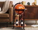 Costway 17.5&quot; Wood Globe Wine Bar Stand 16th Century Italian Rack Bottle... - $203.99