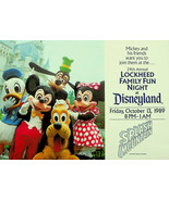 Disneyland Card 7&quot; x 5&quot; - Lockheed Family Fun Night - Oct 1989 - $11.29