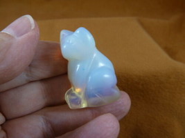 Y-CAT-SIC-548) Little White Opalite Kitty Cat Kitten Gemstone Carving Figurine - £11.19 GBP