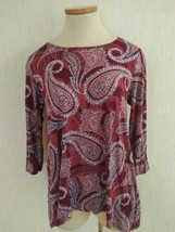 Ruby Rd women&#39;s size S 4 6 Paisley print shark-bite hem 3/4 sleeve Tunic top EUC - £5.67 GBP