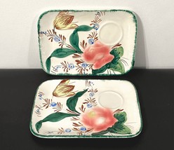 Maria Hand-Painted Artist Signed Rectangular Dessert Plates, Floral Patt... - $36.88