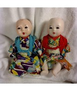 Vintage asian dolls, two GoFun?, composition, parts or repairs, fixed eyes, - €21,71 EUR