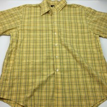 Roundtree &amp; Yorke Men&#39;s Plaid Yellow Blue Short Sleeved Shirt Size XL - £27.72 GBP
