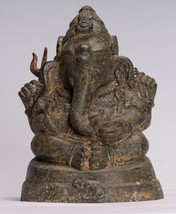 Ganesha Statue - Antik Thai Stil Bronze Sitzender 4-Arm Ganesha Figur - - £197.93 GBP