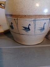 Swan Gooses Salt Glaze 8&quot; Crock Canister Jar with Set-in Lid and Handles - $1,288.05 MXN