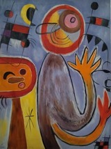 Hand Painted Oil On Canvas After Famous 1953 Joan Miró Work #Unique Gift Rare Art - £135.97 GBP