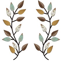 2 Pieces Metal Tree Leaf Wall Decor Vine Olive Branch Leaf Wall Art Wrought Iron - £28.30 GBP