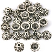Bali Bead End Caps Antique Silver Plated 7mm Approx 24 - £6.22 GBP