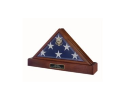 Combination Burial Memorial Flag Display Case Shadow Box Medal Cherry Pedestal - £859.71 GBP