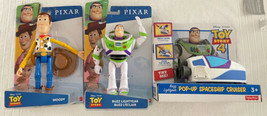 Disney Pixar Toy Story Woody w/Hat, Buzz Lightyear Figures &amp; Pop-up Cruiser New - £19.97 GBP