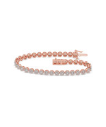 14k Rose Gold 3Ct TW Lab Created Round Diamond Cluster Tennis Bracelet W... - $4,189.99