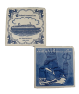 Holland America Line Set of 2 Delft Tile Coasters Poseidon Westerdam II ... - $15.81