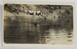 Victorians Resting Alongside the Lake or River c1910 Rppc Postcard R5 - £9.40 GBP