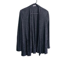 Anthropologie Meadow Rue Size Xs Gray Linen Blend Cardigan Laser Cut Out - £7.47 GBP
