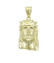 Jesus Head Pendant Real 10k Yellow Gold Men Charm 1.4&quot; - £138.45 GBP