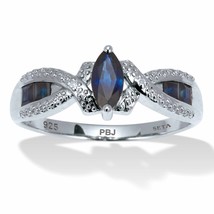 PalmBeach Jewelry 1.46 TCW Platinum-Plated Sterling Silver Marquise Cut Genuine - £120.63 GBP