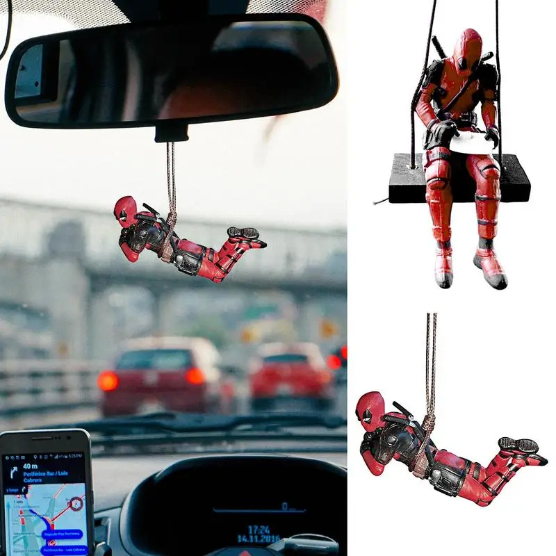 Dead Pool Car Hanging Anime Pendant Rearview Mirror Funny Pendant Auto Interior - £12.82 GBP