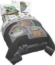 Twin Bedding Set Bed Sheets Comforter 4-PC The Child Mandalorian Microfi... - £68.78 GBP