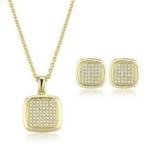 3W1269 - Gold Brass Jewelry Sets with AAA Grade CZ  in Clear - $60.03 CAD