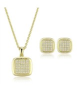 3W1269 - Gold Brass Jewelry Sets with AAA Grade CZ  in Clear - $60.03 CAD