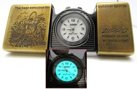 Zippo Time Tank Pocket Clock Watch running Brass Back Light 1995 Rare - £116.55 GBP