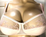 CHANTELLE 38B Pink 38 B Unlined Wire Free Sheer Shimmering 1/2 Cup Lace Bra - $7.92
