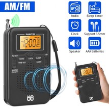 Digital Lcd Am Fm Mini Portable Radio Battery Powered Pocket Receiver Speaker - £24.04 GBP