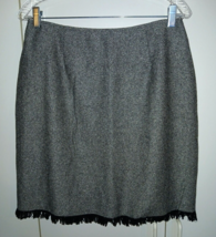 J. JILL LADIES SHORT BLACK/WHITE WOOL/SILK STRETCH SKIRT-12-WORN ONCE-FR... - $17.75