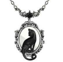 Alchemy Gothic Feline Felicity Pendant Black Kitty Cat Necklace Mirror P895 NEW - £35.43 GBP