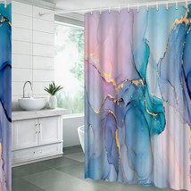 Teal Pink Marble Shower Curtain Set - $808.47 MXN