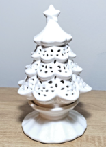 Yankee Candle White Evergreen Tree 2012 Tea Light Holder Ceramic 8” Tall - £10.31 GBP